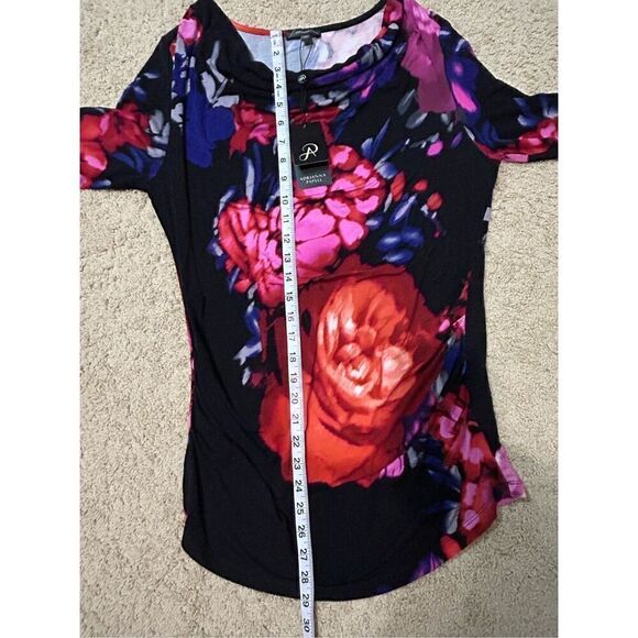 š Adrianna Papell floral cowl drapeāneck knit top sizeā L BIN P - Picture 9 of 11
